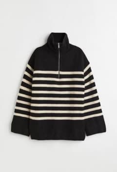 H&M ハーフジップリブニットセーターのサムネイル
