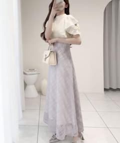 【mily bilet】ダブルフリル袖チェックレースドッキングワンピースのサムネイル