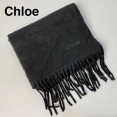 Chloe クロエ カシミヤ マフラー ロゴ ブラック - メルカリ