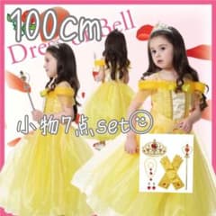 小物7点セット付き★プリンセス ドレス コスプレ 誕生日 ワンピース 100cmのサムネイル