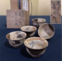 R》煎茶 瀬戸焼 煎茶碗5客【春二作】共箱 250129き6 - メルカリ