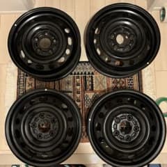 黒 スチール 鉄チンホイール 15インチ PCD114.3 5穴 オフセット50