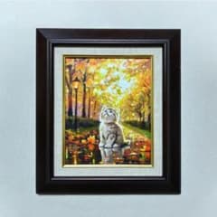 k*o様 風景画 猫　アクリル絵画　優しい香りがするにゃぁ 秋猫】アクリル画 F3 風景画 絵画 - メルカリ
