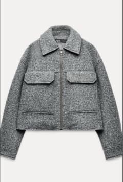 ZARA クロップド丈 ジップアップブルゾン グレー - メルカリ