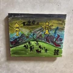 二河白道の絵 F3サイズ キャンバス作品 手描き アート 絵画 - メルカリ