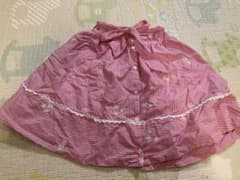 메조 피아노 꽃 무늬 자수 리본이 달린 스커트 레드 화이트 스트라이프