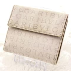 BVLGARI ブルガリ ロゴマニア 二つ折り財布 Wホック ベージュ