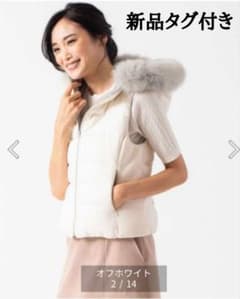 新品　ANAYI　フォックスファー付きダウンベスト　リバーシブル　38　白 新品 ANAYI フォックスファー付きダウンベスト リバーシブル 38 白