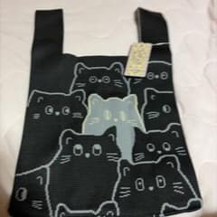 KBF 猫柄 ニットバッグ エコバッグのサムネイル