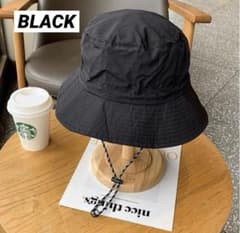 サファリハット ブラック 防水 コンパクト 帽子 フェス アウトドア 男女兼用