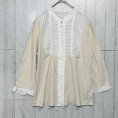 Silnoirシルノアール　七分袖ブラウス　ベージュ【M〜L】レース　レディース