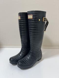 【再値下げ】ネイビー美品/ハンター & ジミーチュウレインブーツ 再値下げ】ネイビー美品/ハンター & ジミーチュウレインブーツ
