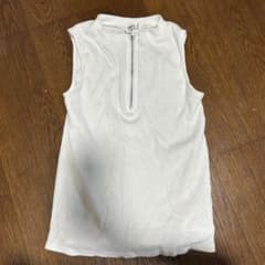 ホワイト ノースリーブ Tシャツ ジッパー付き　CHIPCLIPのサムネイル