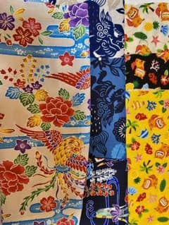 紅型　シーサ　生地　ハギレのサムネイル