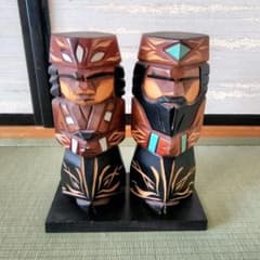 【希少】ニポポ人形 夫婦対 20cm アイヌ木彫り ヴィンテージ ハワイ里帰り品のサムネイル