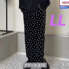 しまむら　saori ベロア　ドット　スカート　ブラック