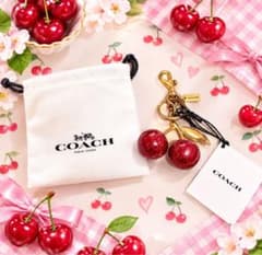未使用コーチ COACH チェリー チャーム キーリング チャーム さくらんぼ 未使用箱付コーチ COACH キーホルダー バッグチャーム チェリー