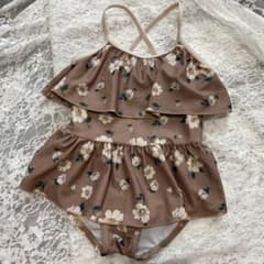テータテート 水着　95cm 使用3回　女の子　花柄　ブラウンのサムネイル