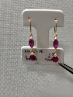 K18 ルビーダイヤモンドフックピアス 2個セット - メルカリ