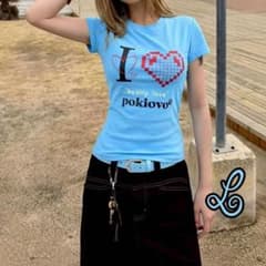 d.i.a. 背中がん開き 編み上げ夏カラー半袖Tシャツ y2k ギャル 平成 平成ギャル ベビーT Y2K チビT 半袖ティシャツ ピタT ハート夏 水色 L