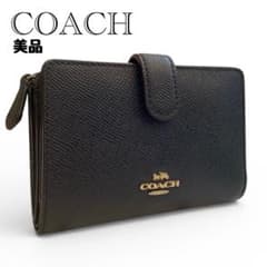 美品】COACH コーチ ネイビー 二つ折り財布 レザー 紺 6390 - メルカリ