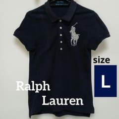 Ralph Lauren ビーズ刺繍ビッグポニー ネイビー ポロシャツ L - メルカリ
