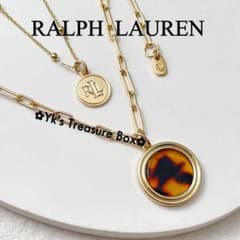 Y160/RALPH LAUREN/琥珀柄2層ゴールドネックレス - メルカリ