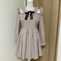超美品【アンクルージュ】チェック フリル リボンワンピースのサムネイル
