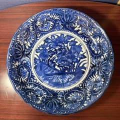 染付大皿 花唐草文 飾り皿 36cm 大皿 花柄 インテリア - メルカリ