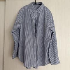 GU 青と白のストライプ 長袖シャツ Mのサムネイル