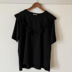 GLOBAL WORK フリルTシャツ ブラックのサムネイル