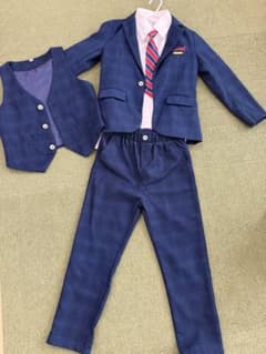 男の子 フォーマルスーツ セットアップ 120cm ネイビー チェック柄のサムネイル