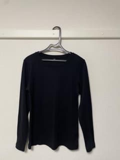 UNIQLO 長袖 リブカットソー ブラックのサムネイル