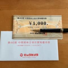 ビックカメラ　株主優待券　8000円相当のサムネイル