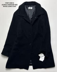 【未使用】セシカ/四者混ウールステンカラーコート/アルパカモヘヤ/ブラック/44 未使用】セシカ/四者混ウールステンカラーコート/アルパカモヘヤ