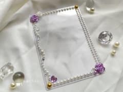 硬質 トレカケース デコ 花 バラ むらさき 白 ホワイト ゴールド  パープルのサムネイル