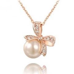 【超オシャレ♡】パールリボンネックレスローズゴールド真珠のサムネイル