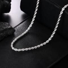 ロープチェーン ネックレス 50cm 幅4mm ツイスト シルバーカラー メンズ
