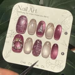 【現品】ハンドメイド ネイルチップ Sサイズ クリスマス 冬 ツイードマグネットのサムネイル