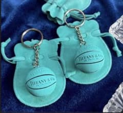 バスケットボールキーホルダー 2個セット プチ袋付き ブルー Tiffany