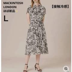 一度着用✨マッキントッシュ 【接触冷感】シルエットフラワーワンピース リボン Ｌ 一度着用✨マッキントッシュ 【接触冷感】シルエットフラワー
