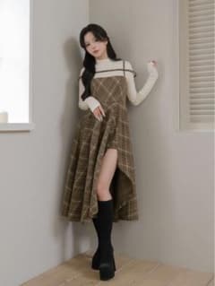 Darich レイヤードチェックイレヘムミディワンピース MOC Free-L