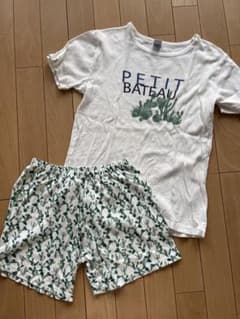 プチバトー　サボテン柄　半袖半ズボン　ルームウェア　12ans