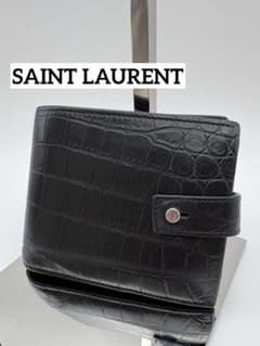 【✨美品✨】SAINT LAURENT サンローラン クロコ型押し 二つ折財布のサムネイル