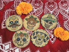 メキシカンスカル コルクコースター 5枚セットのサムネイル
