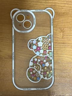 iPhone15用ケース くま フラワー柄 クリアのサムネイル
