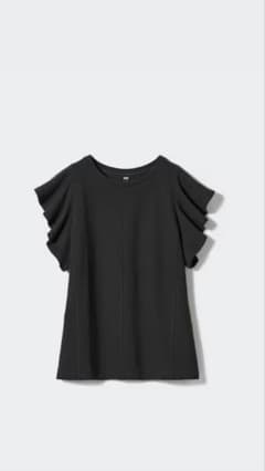 UNIQLO フリル袖 ブラック Tシャツのサムネイル