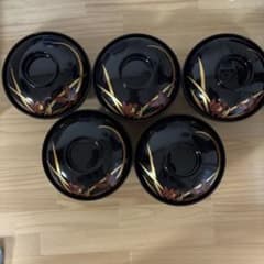 漆器 蓋付き椀 5客セット 草花蒔絵 - メルカリ