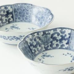 伊万里　古伊万里　江戸　中期　深皿　なます 皿　唐草　2客セット　金継ぎ　材料 伊万里 古伊万里 江戸 中期 深皿 なます 皿 唐草 2客セット 金継ぎ