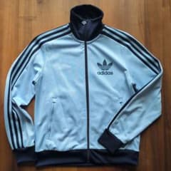 adidas トラックジャケット ライトブルー ネイビーのサムネイル